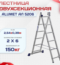 Лестница двухсекционная Alumet Ал 5206 - stroymarket66.ru - Новосибирск
