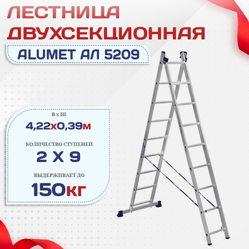 Лестница двухсекционная Alumet Ал 5209 - stroymarket66.ru - Новосибирск